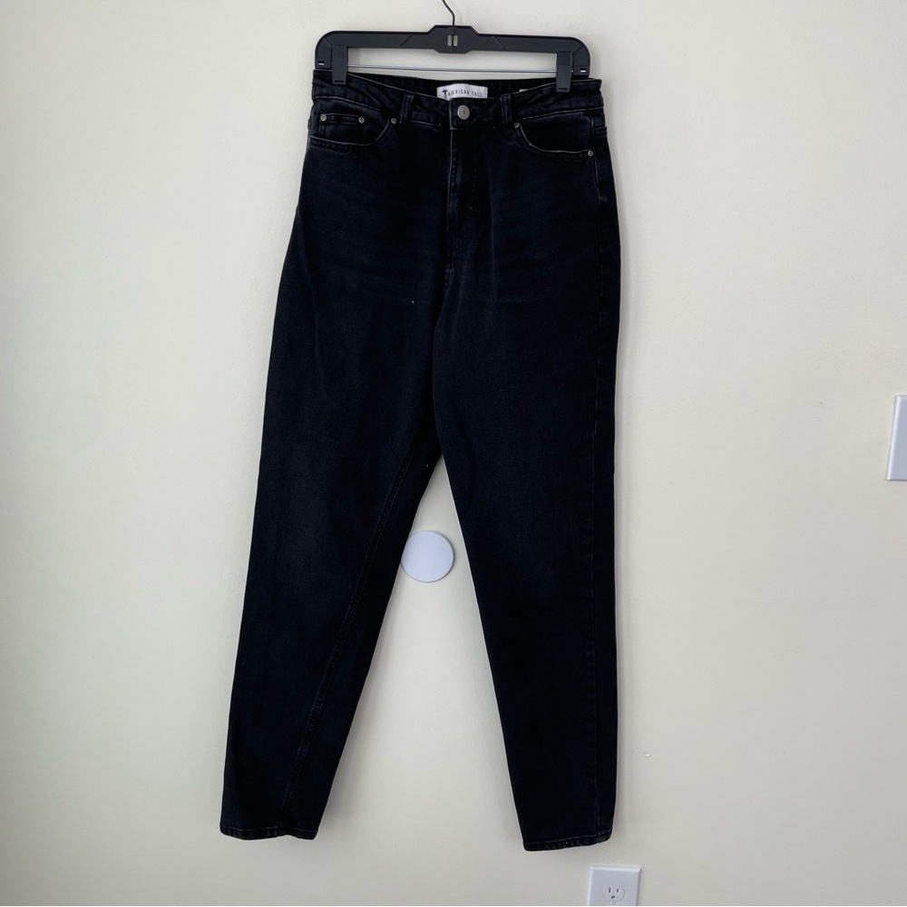 American Tall Jada Mom Jean 27 T Black Denim High Rise - Picture 2 of 10